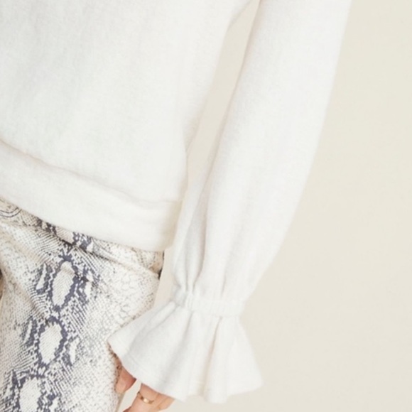 anthropologie eri + ali cream sasha hacci ruffle top medium - Picture 2 of 5